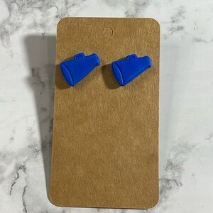 Handcrafted Blue Cheer Megaphone Stud Earrings